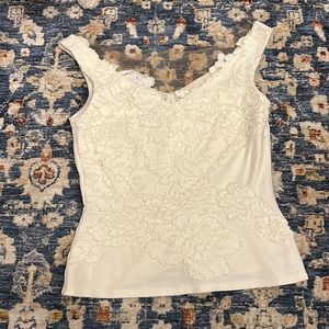 Never worn Bailey44 Embroidered Ivory Mesh Illusion Top